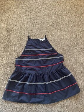THML Navy Striped Halter Ruffle Top -